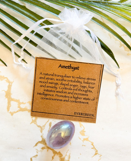 Angel Aura Amethyst Crystal Tumbled Stone - Stress Relief, Contentment & Wisdom
