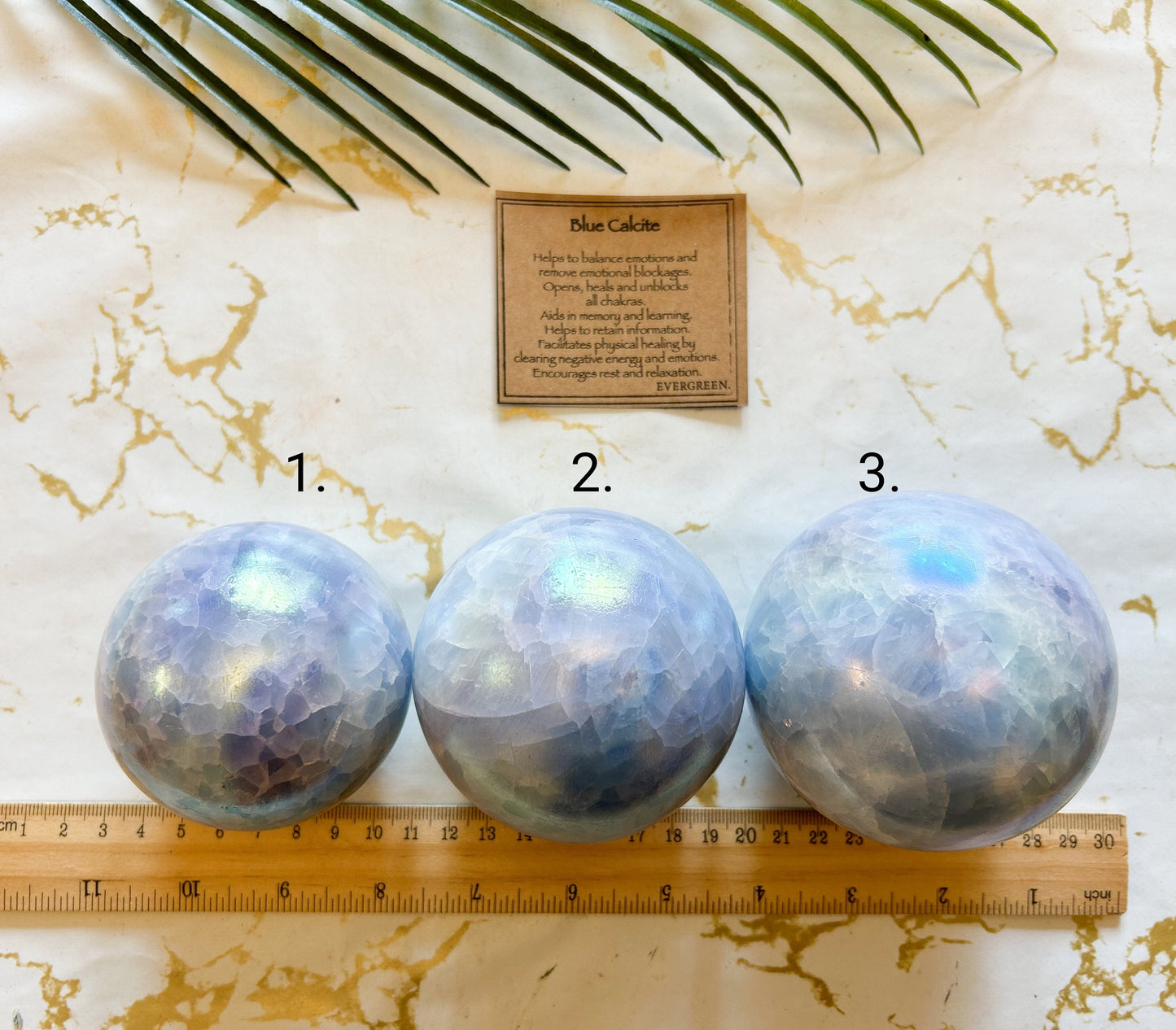 Angel Aura Blue Calcite Crystal Sphere 70mm / 80mm / 90mm - Balance, Healing & Relaxation