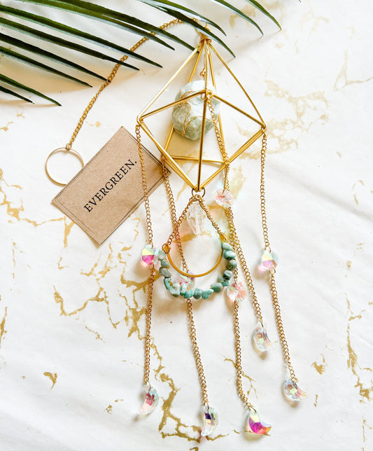 Raw / Rough Crystal Gold Polygon Sun Catcher - Wide Variety Available!