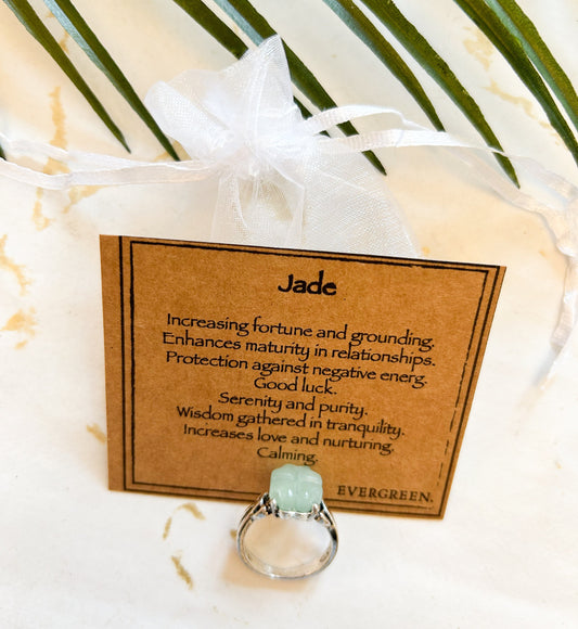 Jade Crystal Ring - Fortune, Grounding & Luck Gold / Silver Many Varieties Available!