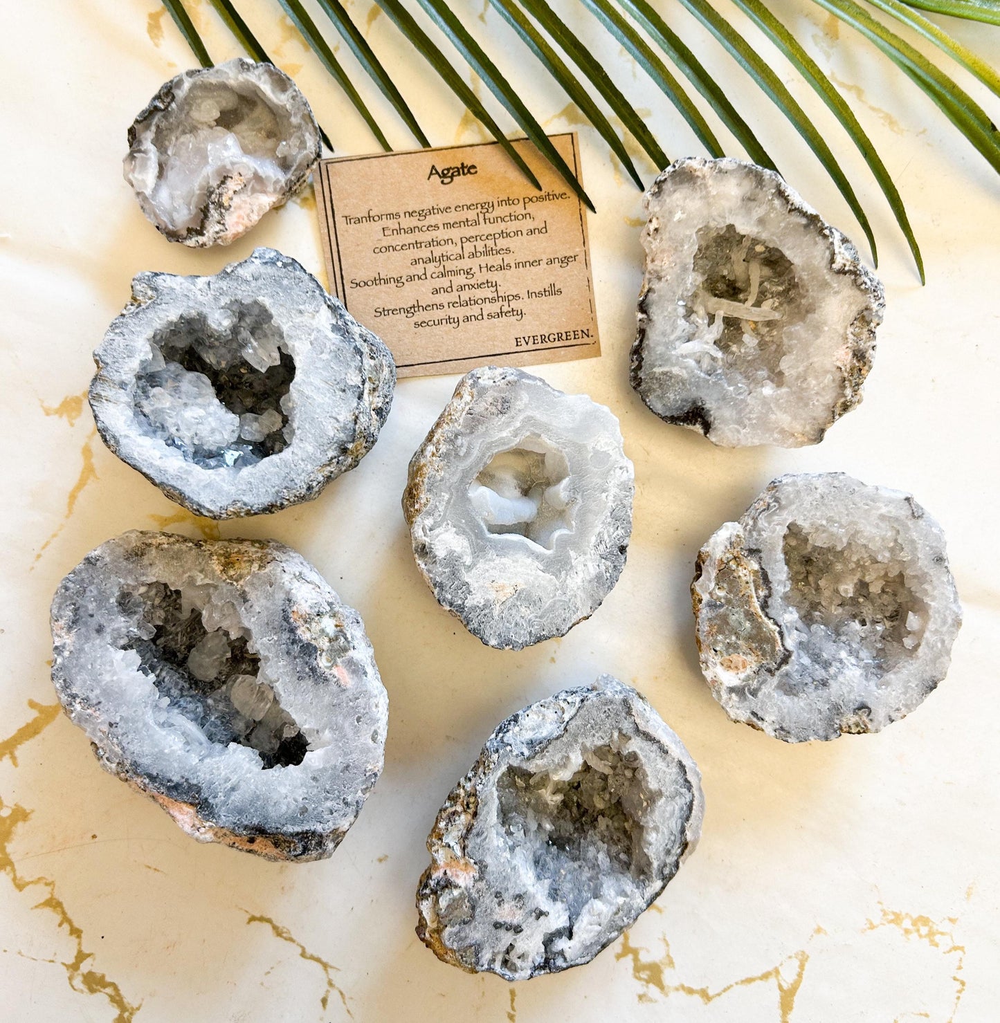 Natural Agate Crystal Geode - Positive Energy, Concentration & Healing