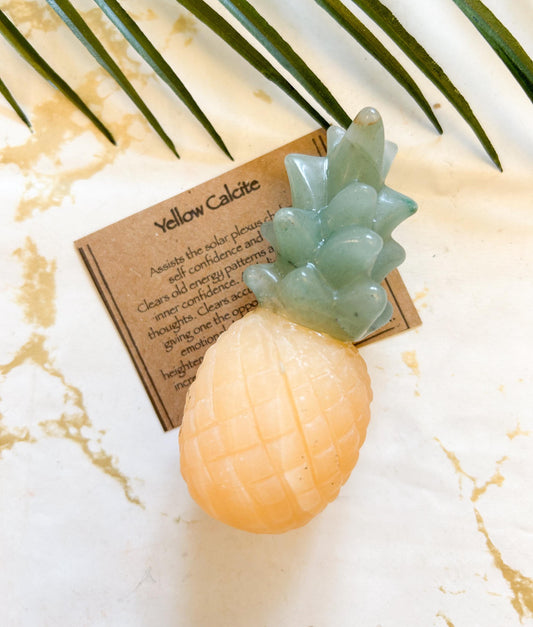Yellow Calcite Crystal Pineapple Carving - Hope, Light & Confidence