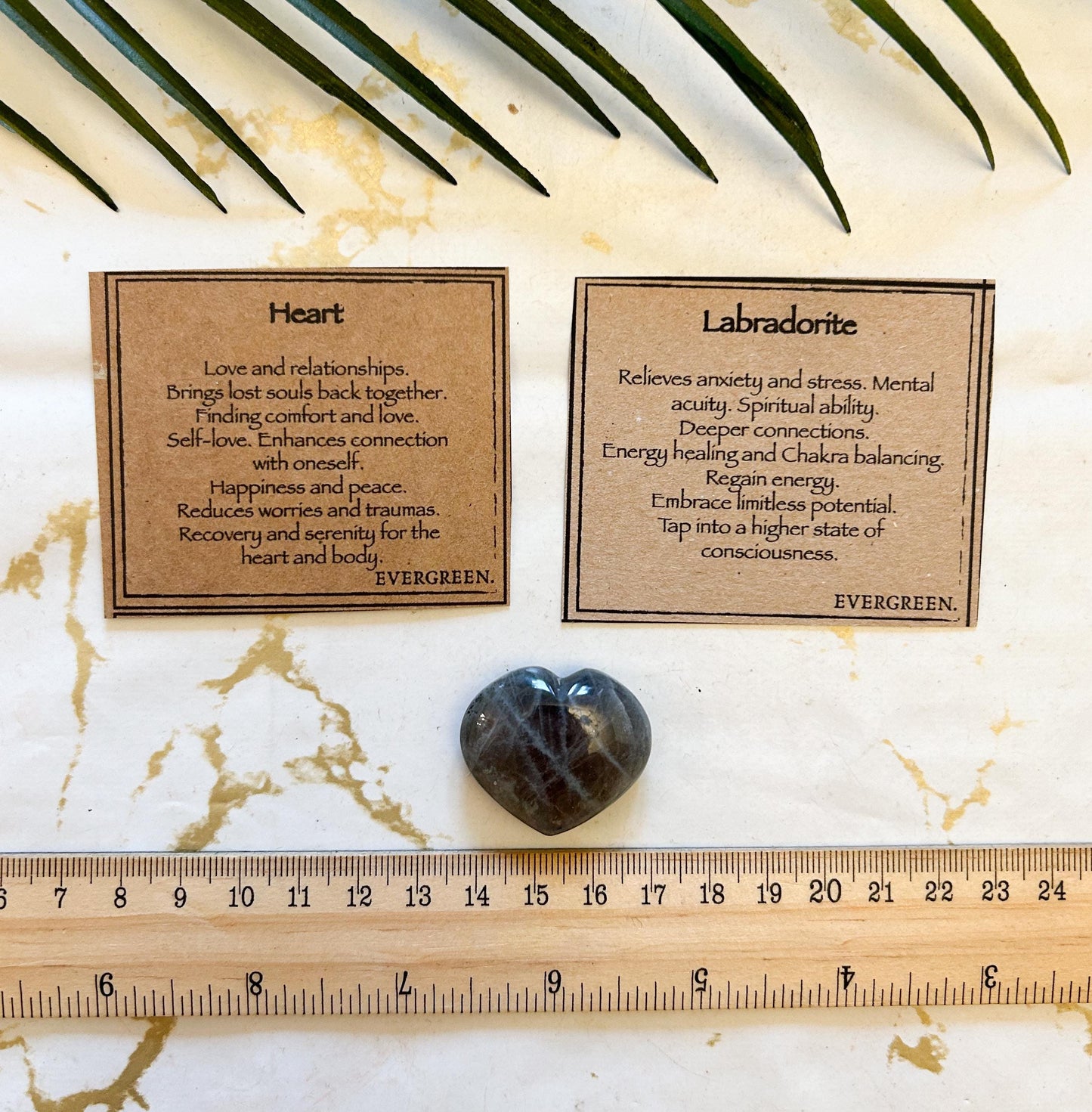 Labradorite Crystal Heart Carving - Relieves Anxiety & Stress