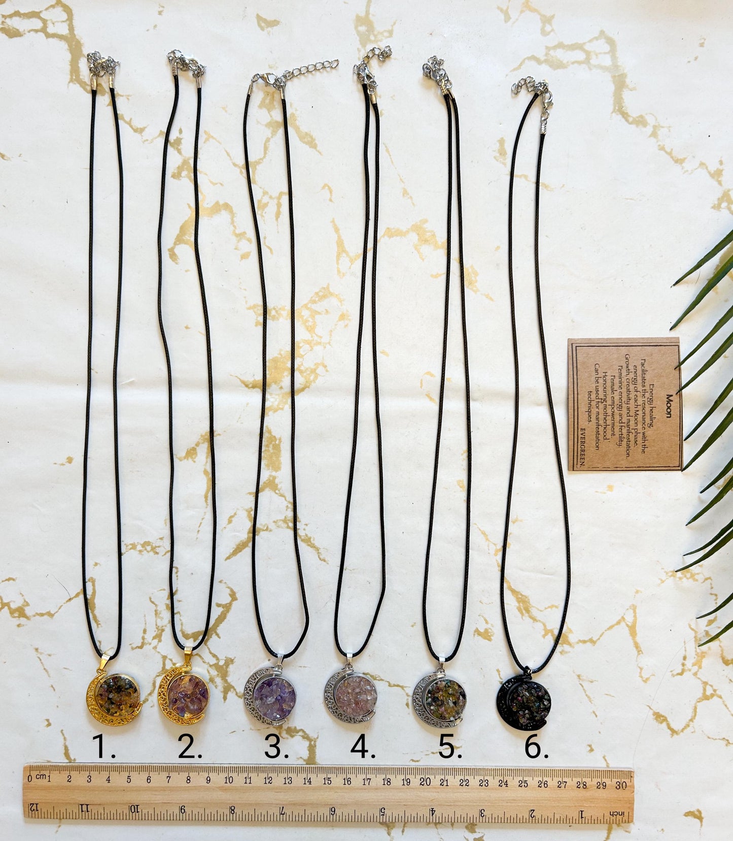 Crystal Chip Moon Pendant & Chain - Wide Variety Available!