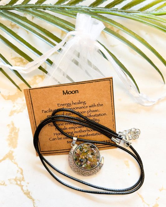 Crystal Chip Moon Pendant & Chain - Wide Variety Available!