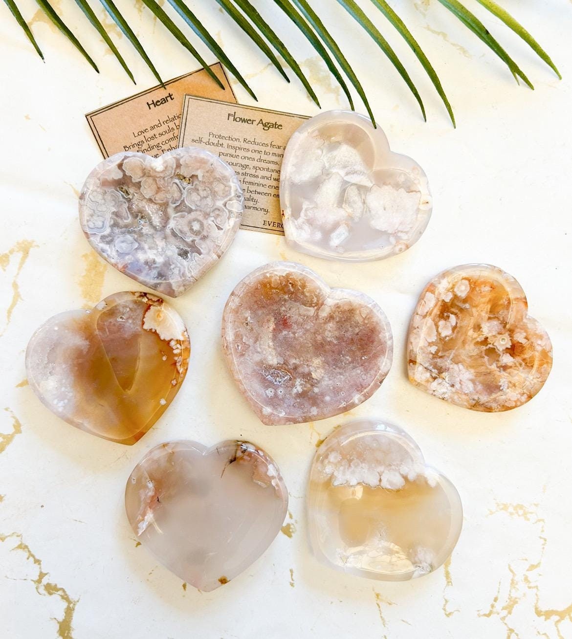 Flower Agate Crystal Heart Trinket Dish - Protection, Courage & Manifestation