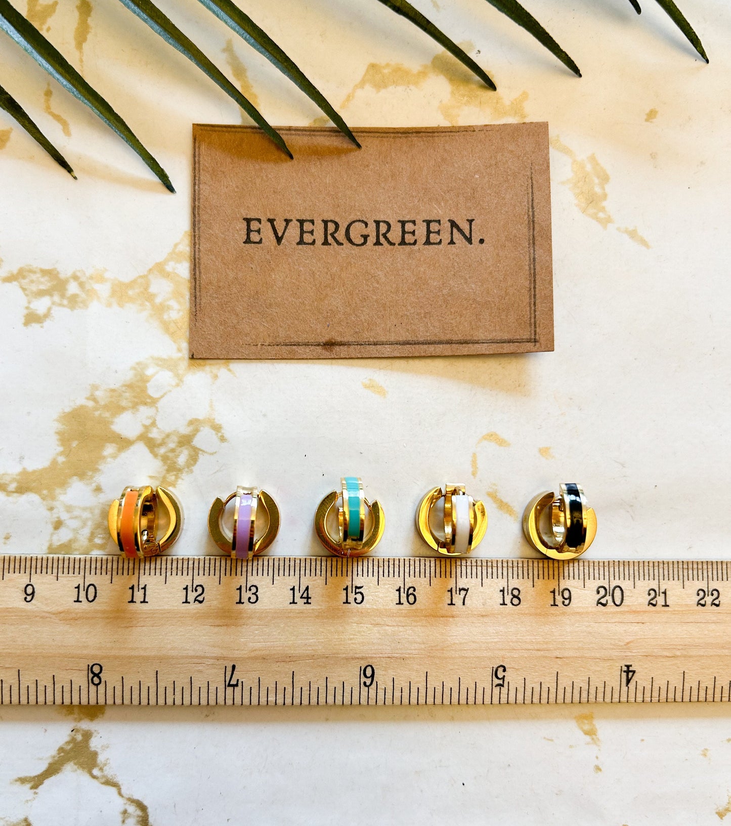 Gold Stainless Steel Hypoallergenic Enamel Hoop Earrings - Purple / Orange / Teal / Black / White