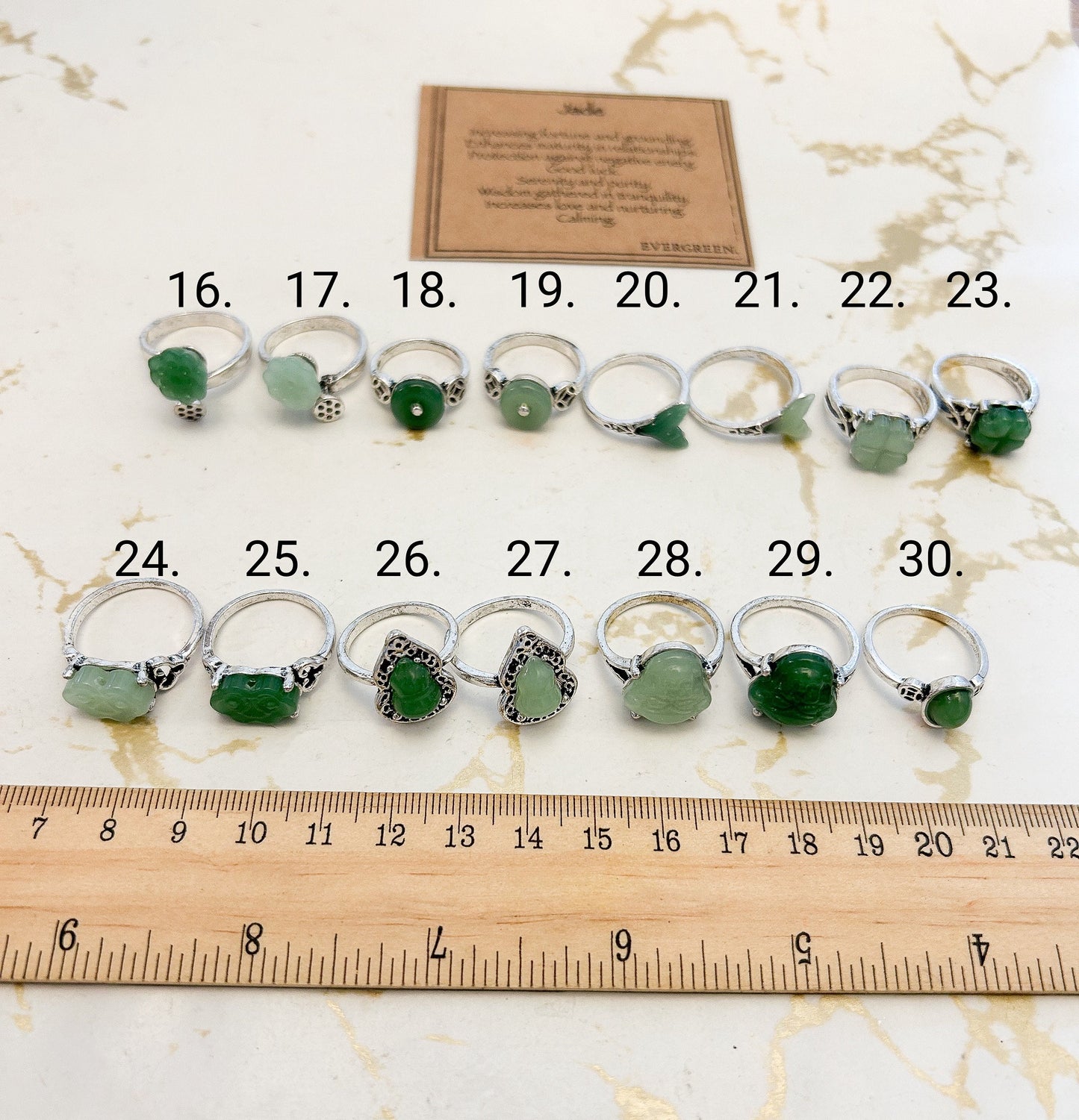 Jade Crystal Ring - Fortune, Grounding & Luck Gold / Silver Many Varieties Available!