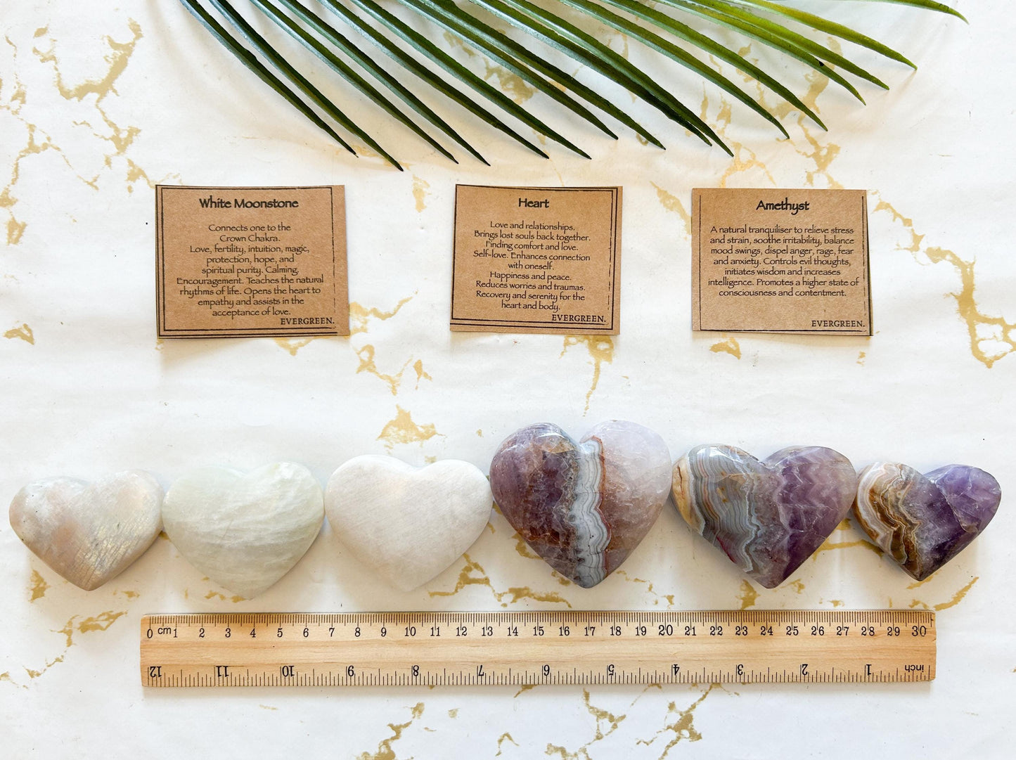 Crystal Heart Carving - Amethyst / White Moonstone