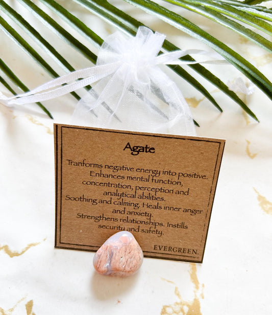Agate Crystal Tumbled Stone - Positive Energy, Soothing & Calming
