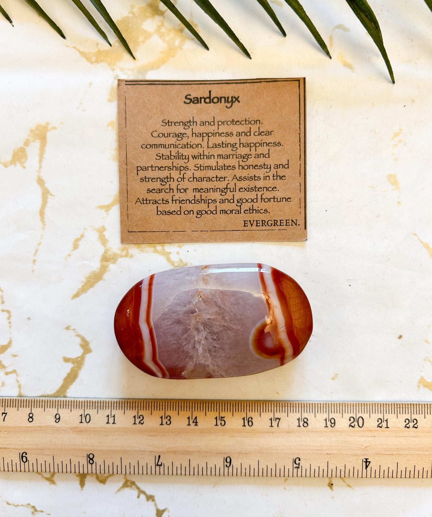Sardonyx Crystal Palm Stone - Strength, Protection & Courage