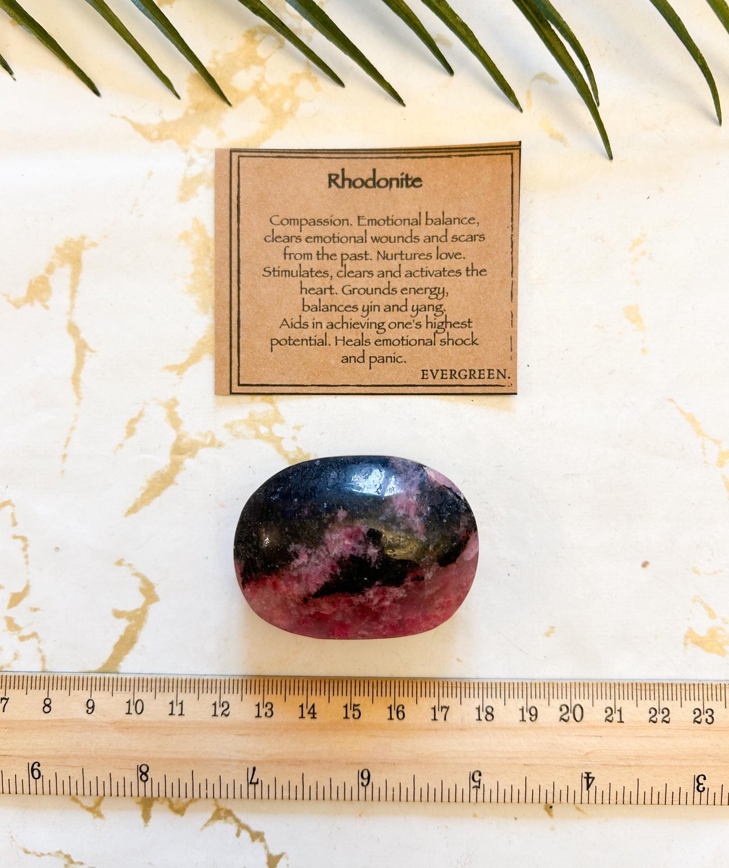 Rhodonite Crystal Palm Stone - Compassion, Balance & Love