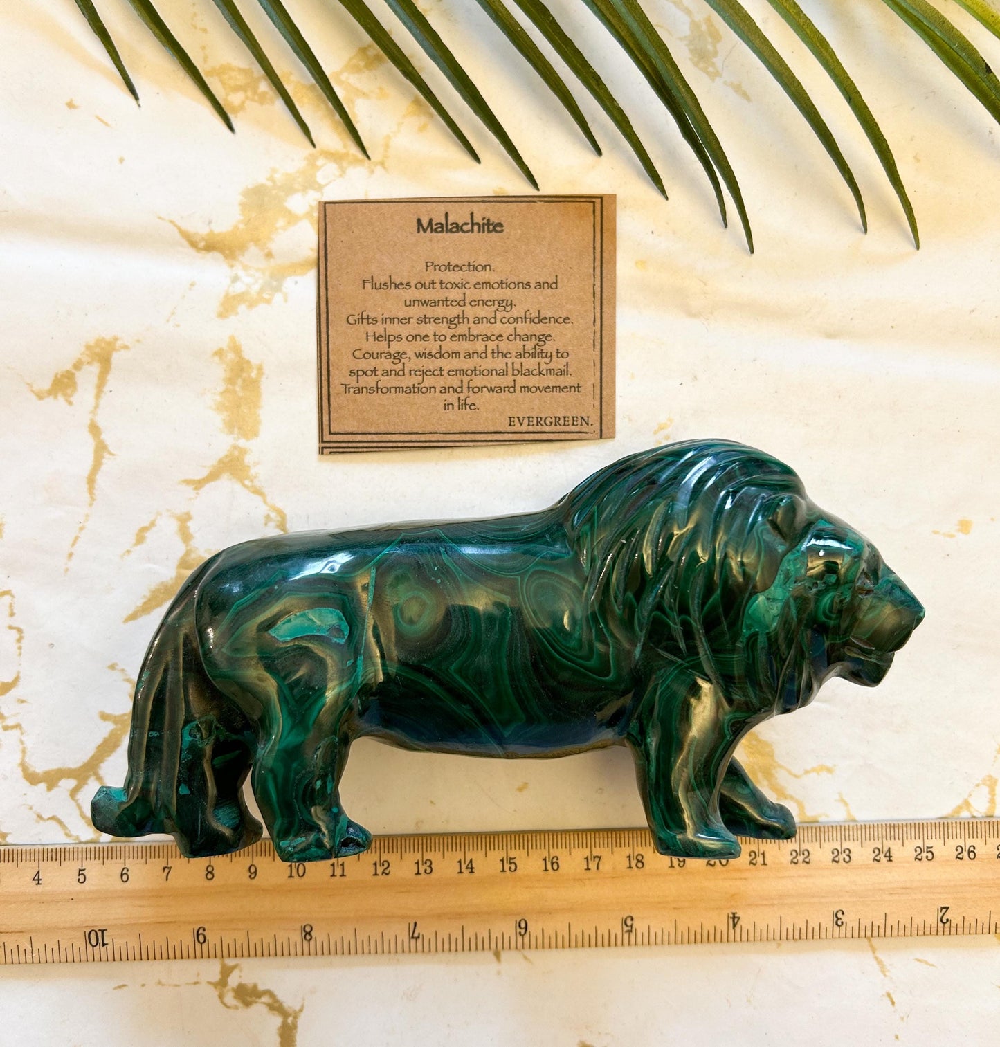 Malachite Crystal Lion Carving - Protection, Inner Strength & Confidence