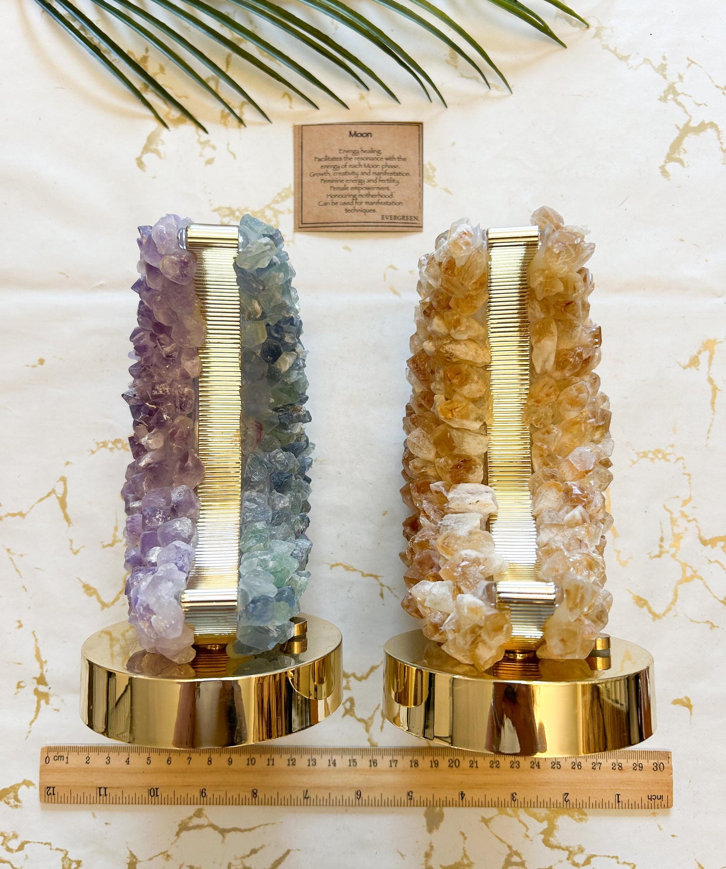Raw / Rough Crystal USB Moon Light / Lamp - Citrine / Fluorite / Amethyst