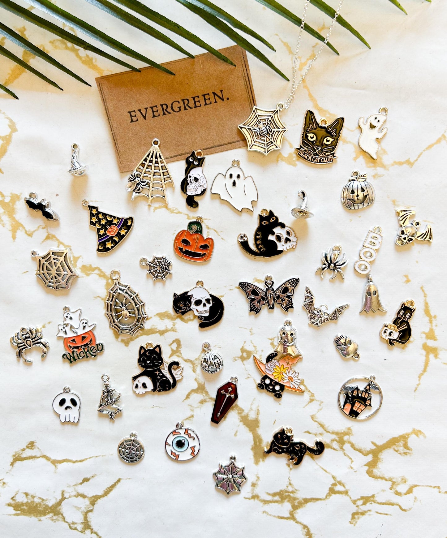 Halloween Pendant / Charm - Black Cat / Witch / Pumpkin / Ghost / Ghoul / Spider / Spiderweb / Skull / Coffin / Bat / Moth / Haunted House