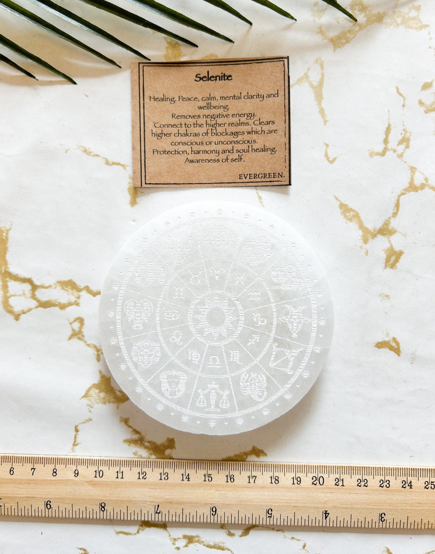 Selenite Crystal Zodiac Charging Plate - Peace, Clarity & Wellbeing