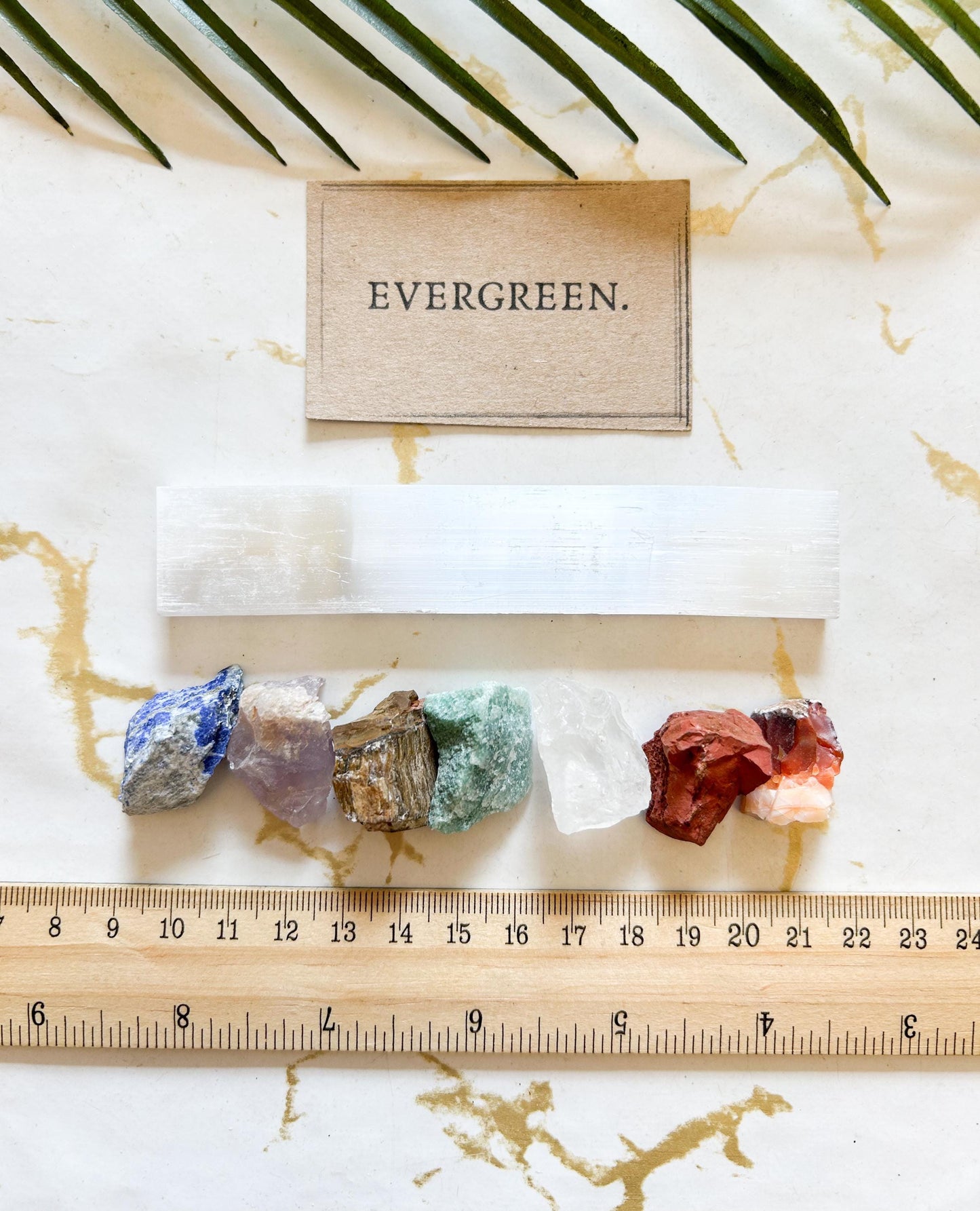 Selenite Wand & Raw Crystal Chakra Stone Set