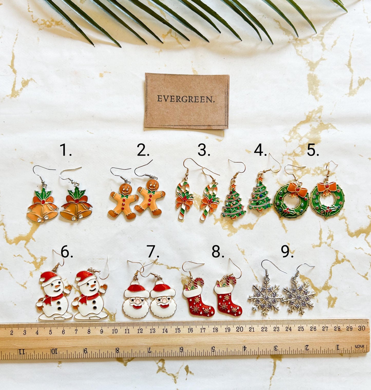 Christmas Themed Dangle Earrings - Christmas Tree / Bells Father Christmas / Wreath / Stockings / Snowman /Snowflake / Gingerbread
