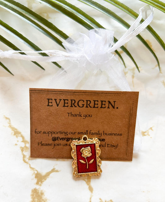 Ornate Frame Rose Pendant / Charm - Variety Of Chains Available