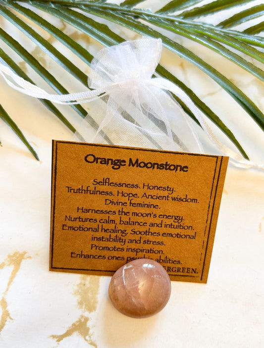Orange Moonstone Crystal Tumbled Stone - Selflessness, Hope & Wisdom