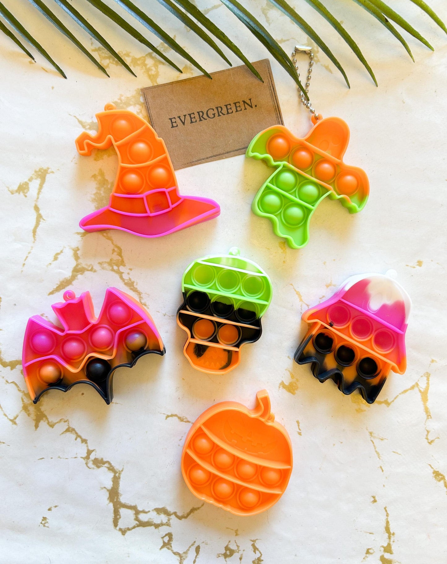 Halloween Fidget Popper Keychain - Ghost / Bat / Witch / Skull / Pumpkin/ Skull