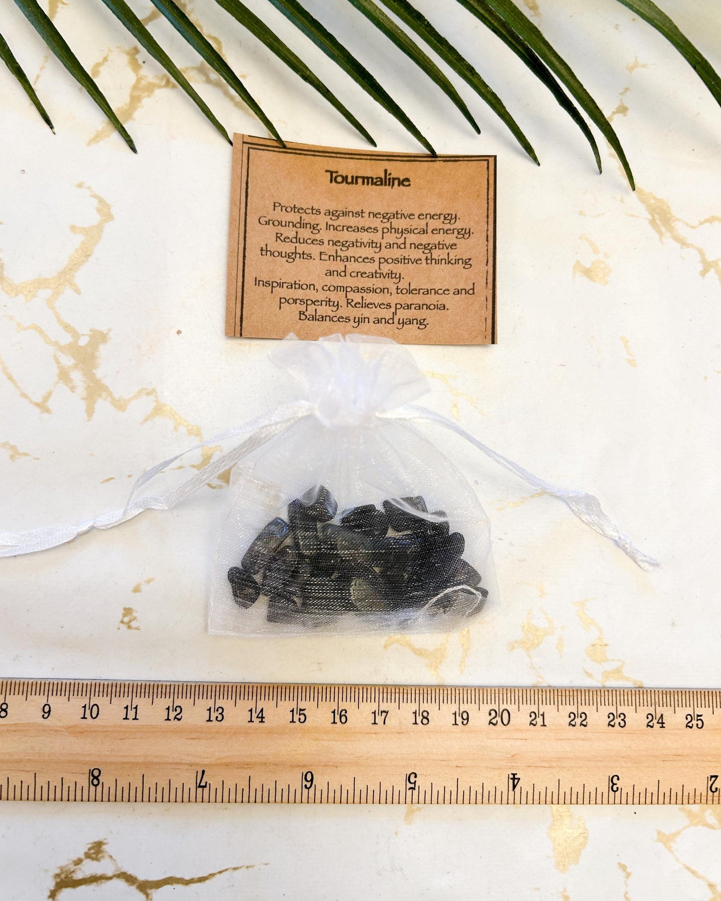 Black Tourmaline Crystal Chip 20g Gift Bag - Positivity, Grounding & Energy