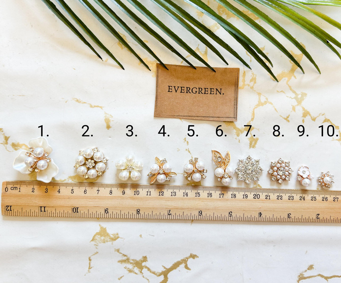 Faux Pearl & Rhinestone Floral Charm - Jewellery / Wedding / Nature