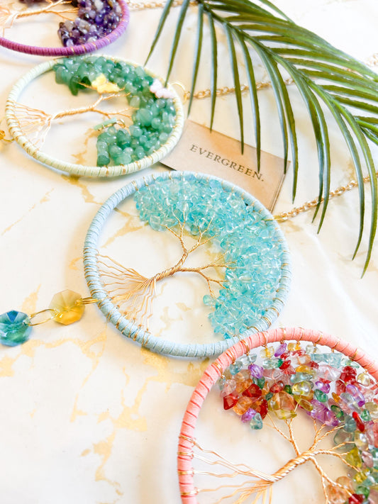 Stunning Crystal Chip Tree Of Life Dream Catcher / Sun Catcher - Wide Variety Available!