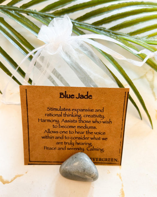 Blue Jade Crystal Tumbled Stone - Thought, Creativity & Harmony
