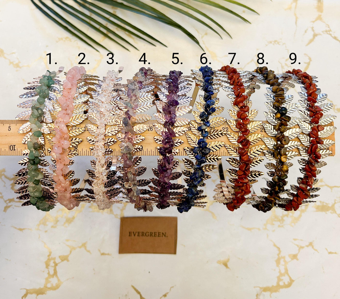 Gold / Silver Crystal Chip & Ornate Leaf Head Band - Wide Variety Available