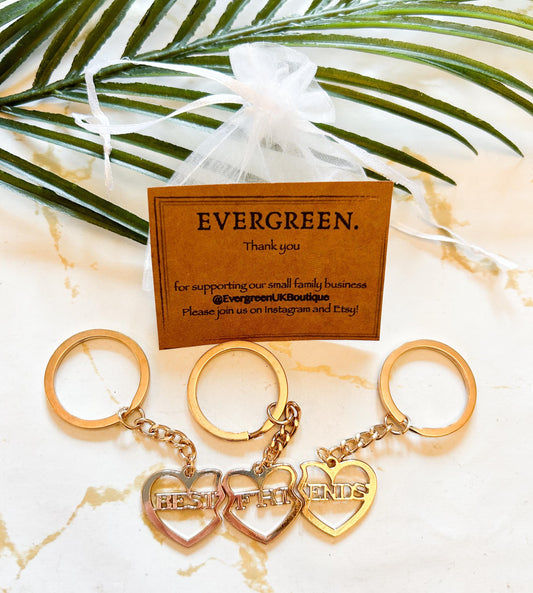 Best Friend Gold Necklace / Keychain Set