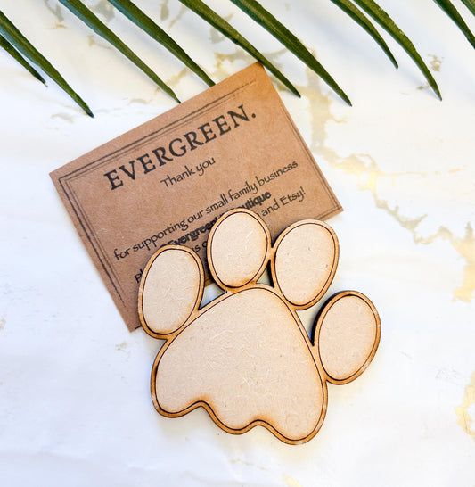 Wooden Paw Print - Make Your Own Bauble! Dog / Cat / Hamster / Pet