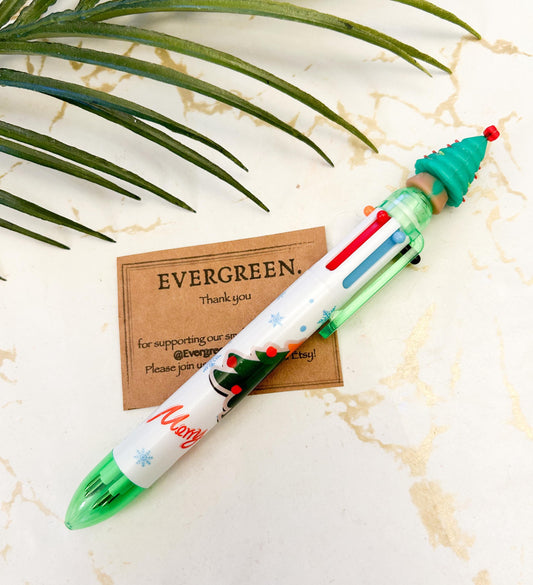 6-in-1 Multicolour Christmas Ballpoint Pen - Wide Variety Available!