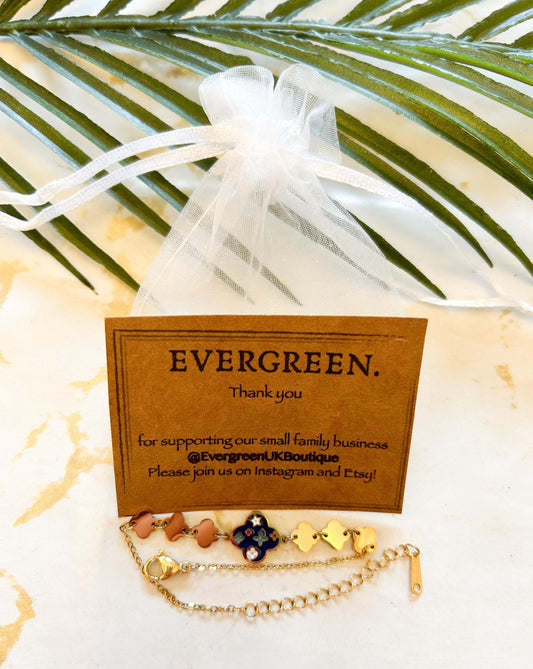 316L Stainless Steel 18K Gold Plated Enamel Four Leaf Clover Necklace / Bracelet