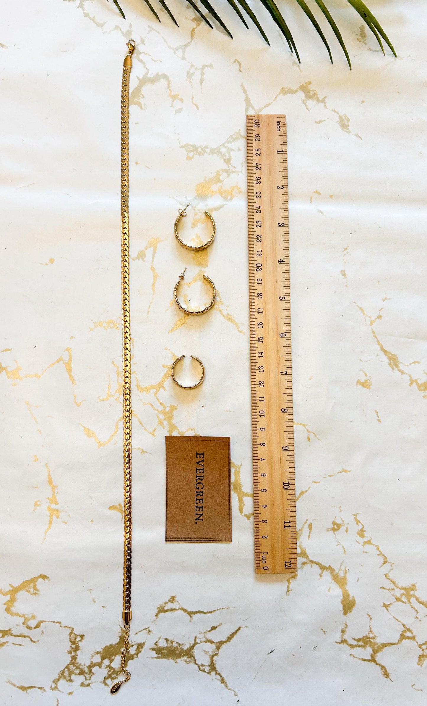 18K Gold Plated Stainless Steel Necklace / Ring / Hoop Earrings
