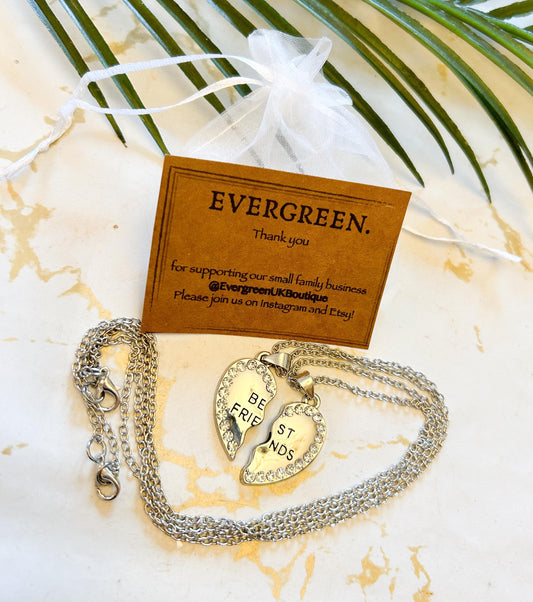 Silver Best Friend Necklace Set
