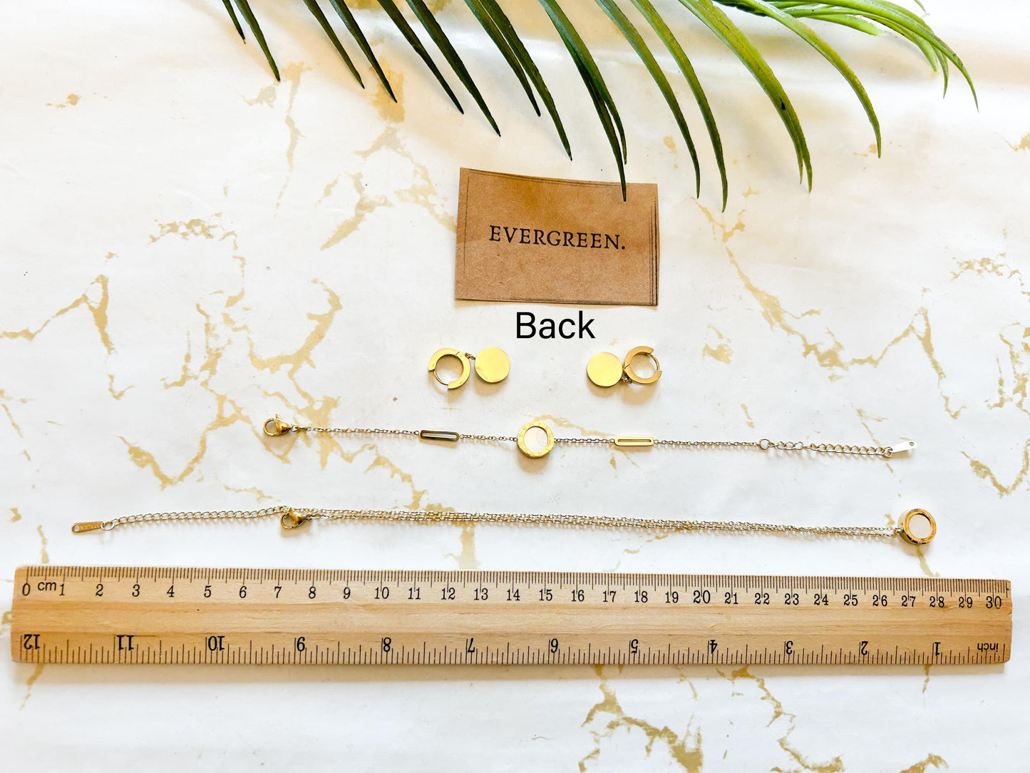 18K Gold Plated Stainless Steel Reversible Black & White Roman Necklace / Bracelet / Earrings