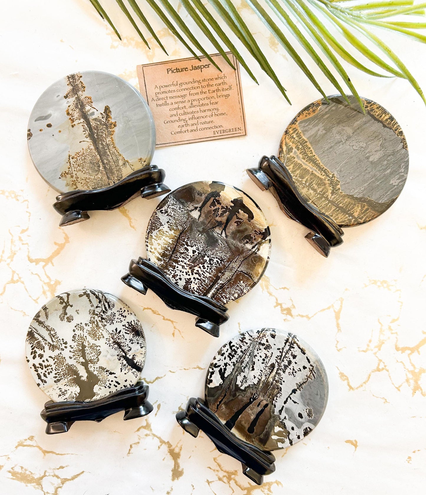Round Picture Jasper Crystal Carving - Grounding, Comfort & Connection