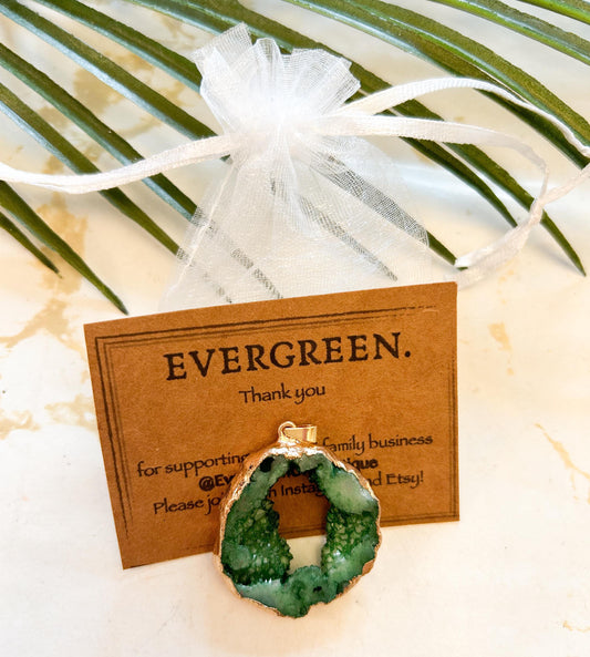 Natural Agate Druzy Pendant With Gold Surround - Wide Variety Available!