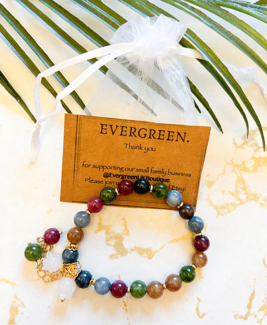 Tourmaline Crystal Convallaria Flower Pendant Bracelet