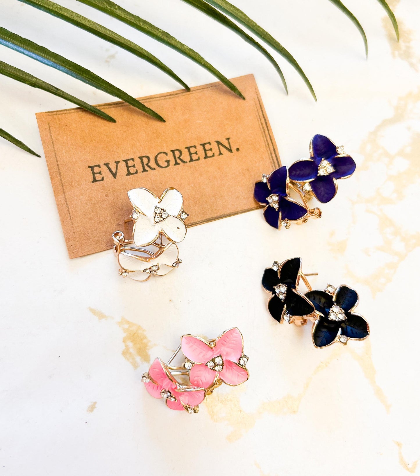 Pink / White / Blue / Black Floral Stud Earrings