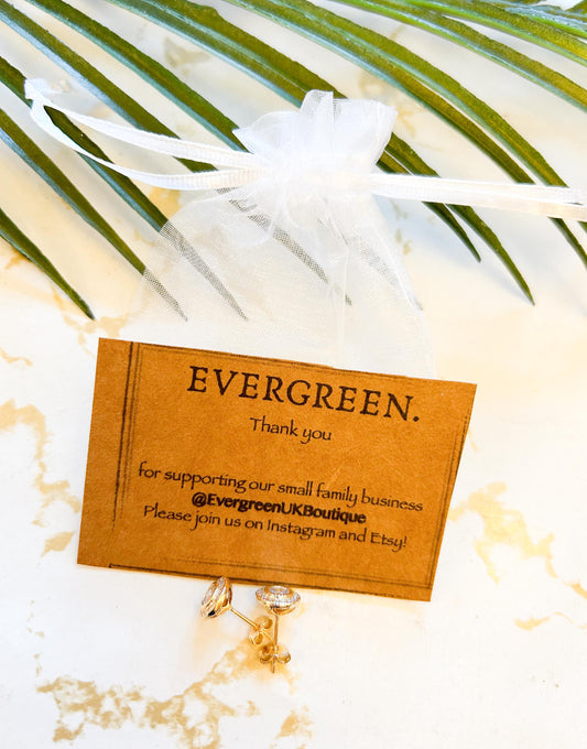 Gold / Silver Cubic Zirconia 9mm Clear Stud Earrings