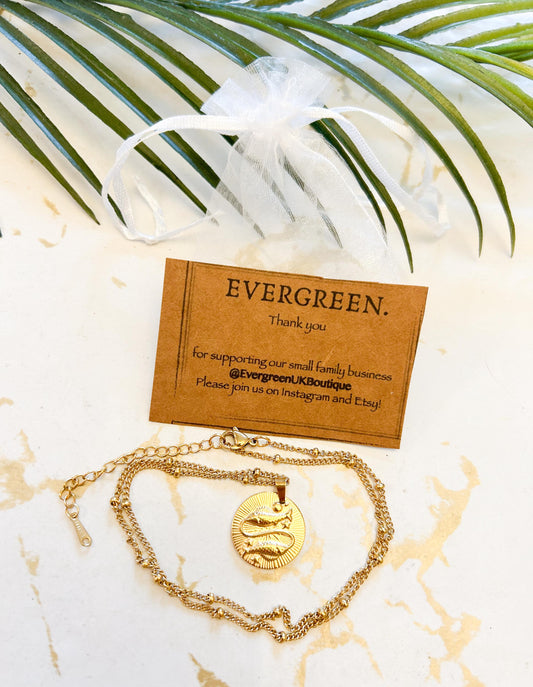 Stainless Steel Gold Coin Zodiac / Star Sign / Constellations Pendant Necklace