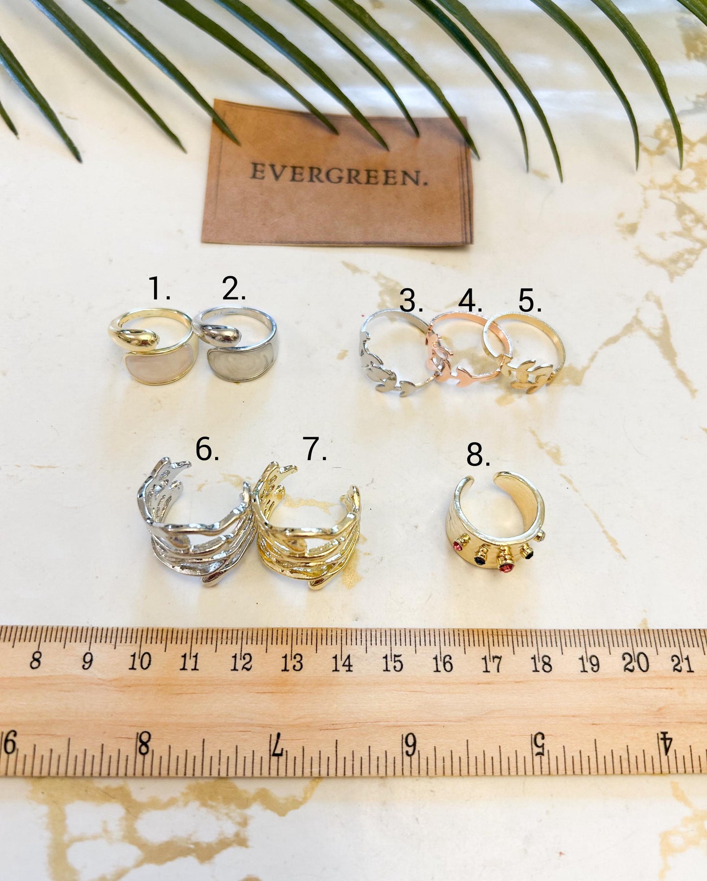 Adjustable Gold / Silver Ring - Minimalist Zircon / Vintage / Lava / Olive Tree Branch