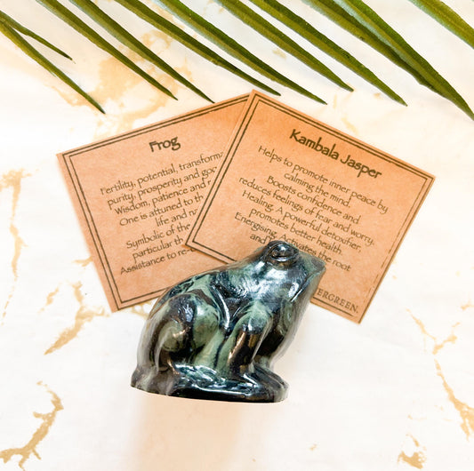 Kambala Jasper Crystal Frog Carving - Peace, Healing & Energy