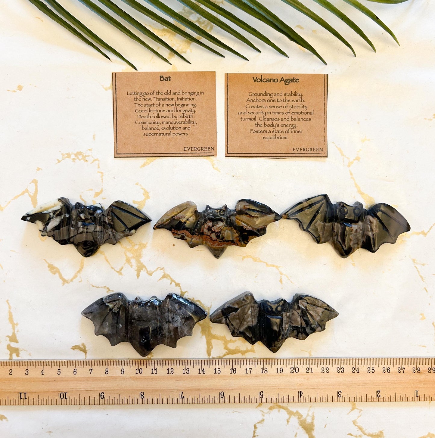 Volcano Agate Crystal Bat Carving - Grounding, Stability & Balance