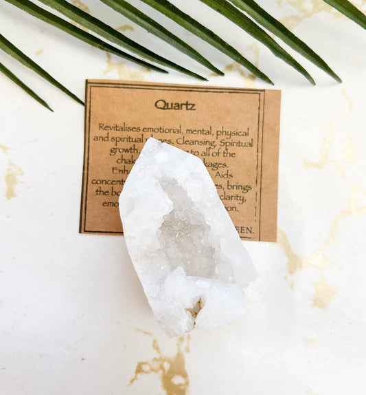 Natural Quartz Geode Crystal Free Form Druzy Point - Cleansing, Concentration & Stability