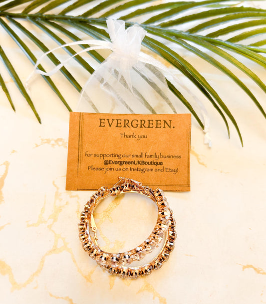 Silver / Gold / Rose 925 Silver Plated 55mm Cubic Zirconia Crystal Rhinestone Hoop Earrings