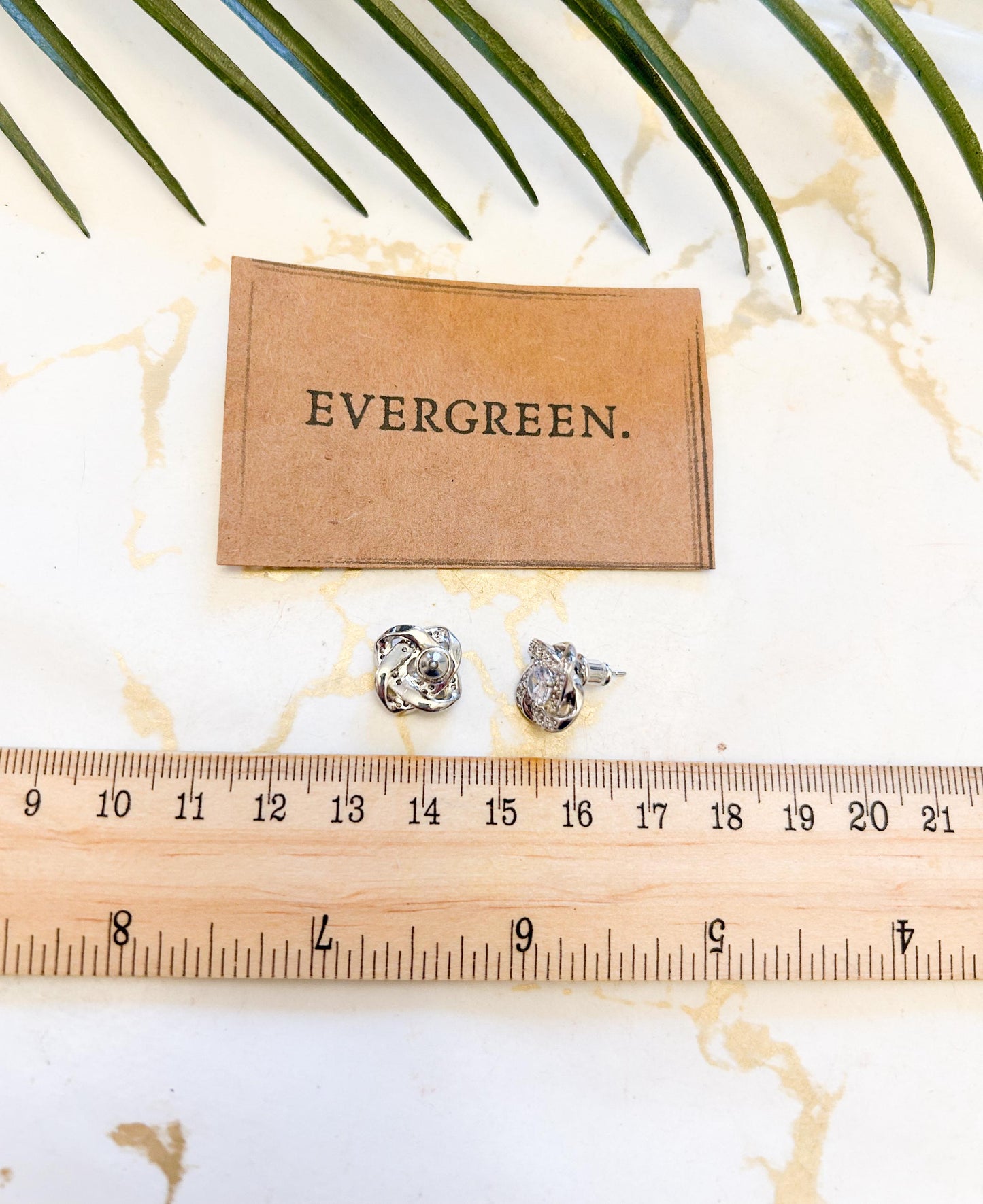 Silver Knot Flower Cubic Zirconia Stud Earrings