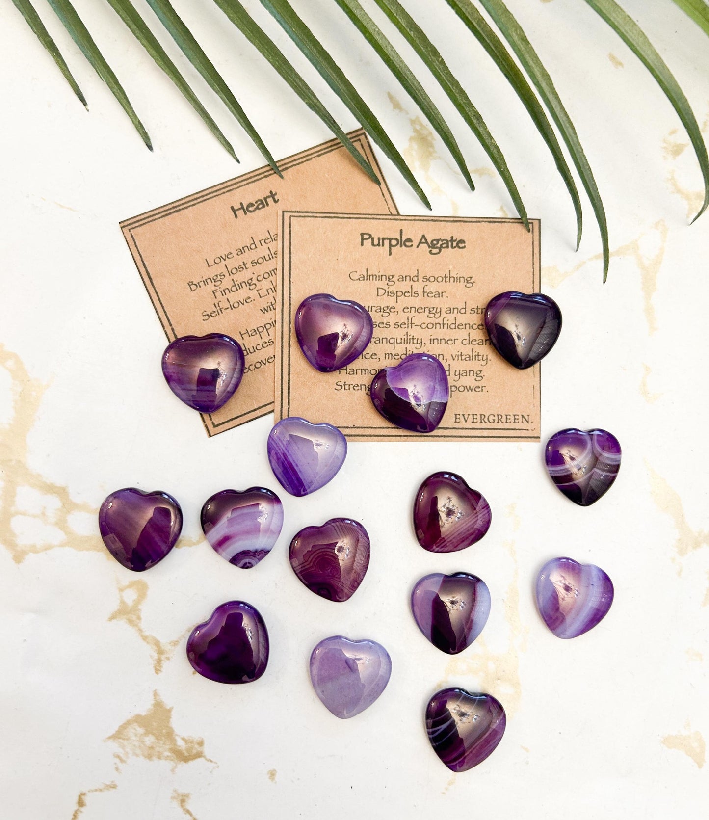 Purple Agate Crystal Heart 20mm - Calming, Strength & Balance